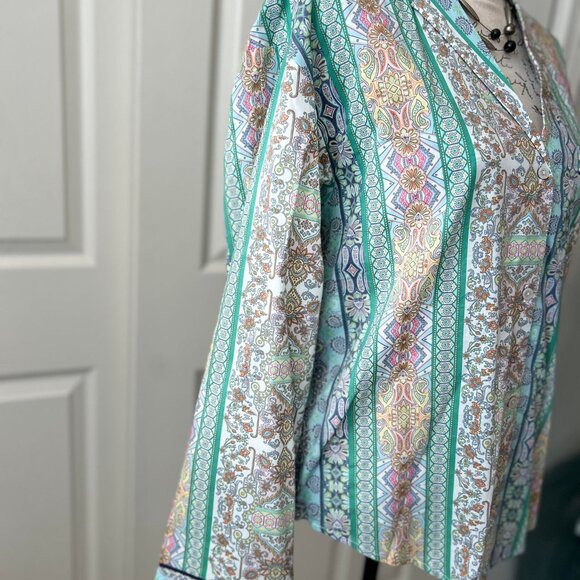 Victoria's Secret Colorful Pasiley Printed Long-Sleeved Sleep/Night Top - Picture 6 of 8